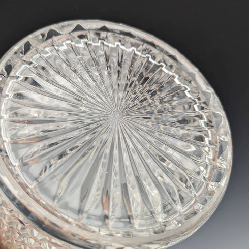 1869 British antique cut glass biscuit barrel silver plate lid